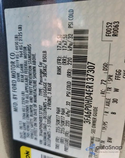 2014 Ford Fusion Se z USA, uszkodzony, nr VIN 3FA6P0HD4ER137307